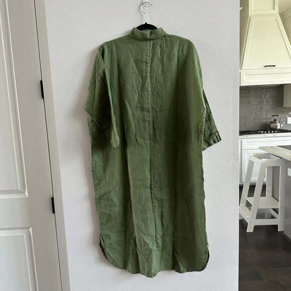 Seaside tones Linen shirt dress Green one size New - Picture 4 of 6